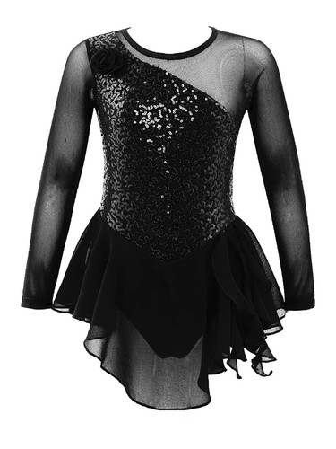 Kids Girls Glitter Ballet Dance Skirted Leotard Dress Figure Ice Skating Costume - Picture 15 of 85