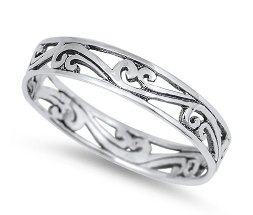 Anillo estilo eternidad banda de plata esterlina 925 unisex ~ talla 7 - Imagen 2 de 3