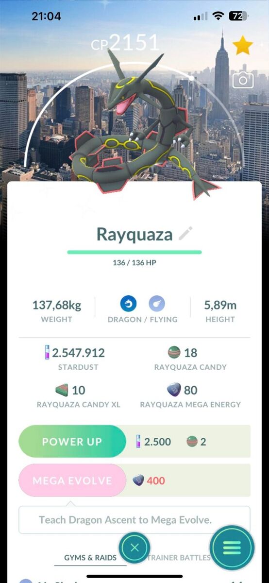 Pokemon Go Shiny Rayquaza - Mini PTC 80K Stardust