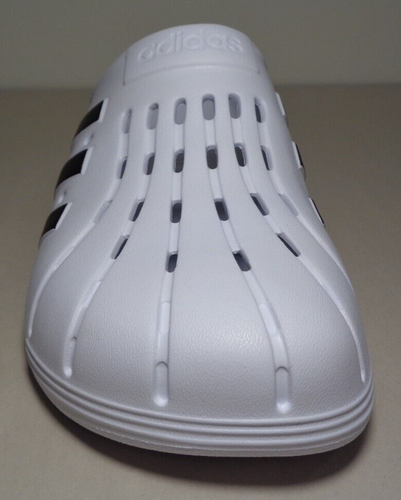 Adidas Size 11 M ADILETTE White Black Clogs Slides Sandals New Men's Shoes - Picture 7 of 16