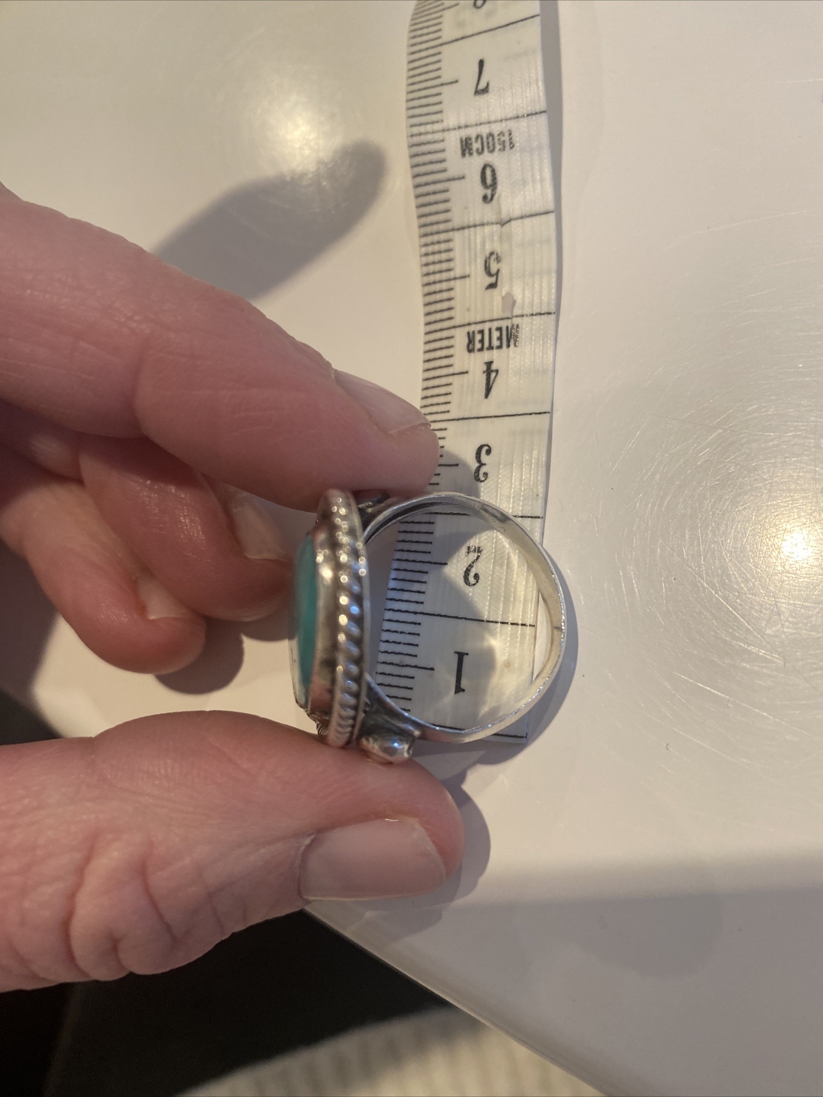 Large Navajo Turquoise Silver Statement Ring Size… - image 16