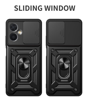 For Xiaomi Redmi Note 12 / 12 Pro Shockproof Ring Stand Case + Screen Protector