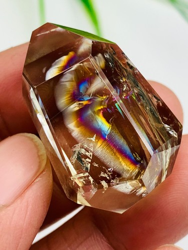 Top 20g gem diamond Brazilian Citrine rainbow crystal,hand cut gloss facet ball - Picture 3 of 19