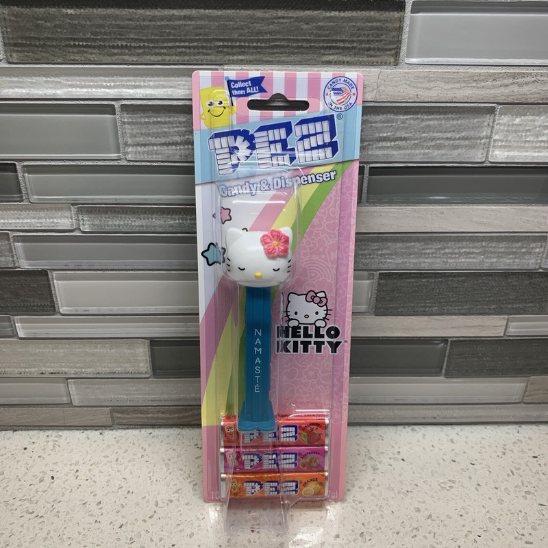 Sanrio Namaste Hello Kitty Face With Pink Hibiscus Pez Dispenser New In Package