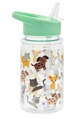 Botella de agua de plástico para niños con diseño de gato y perro Botella de ...