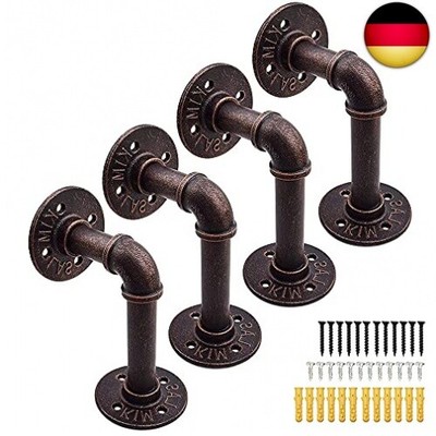 YAUNGEL 4PCS Industrial Rohr Regal Klammern, Retro Regalhalter, Rohr Regal