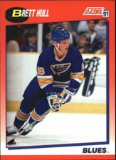 1991-92 SCORE CANADIAN Bilingual Hockey - BRETT HULL - Hall of Famer Card #1