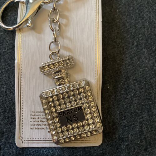 Modeschmuck Parfum N5 silberfarbene Strasssteine Schlüsselanhänger/Geldbörse Anhänger - Bild 2 von 5