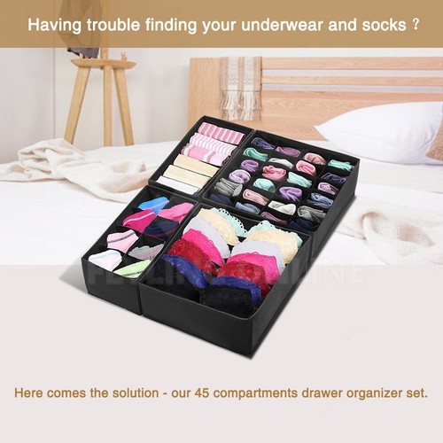 1/2 set Drawer Organizer Divider Bra Sock Underwear Foldable Storage Closet Box - Picture 2 of 11