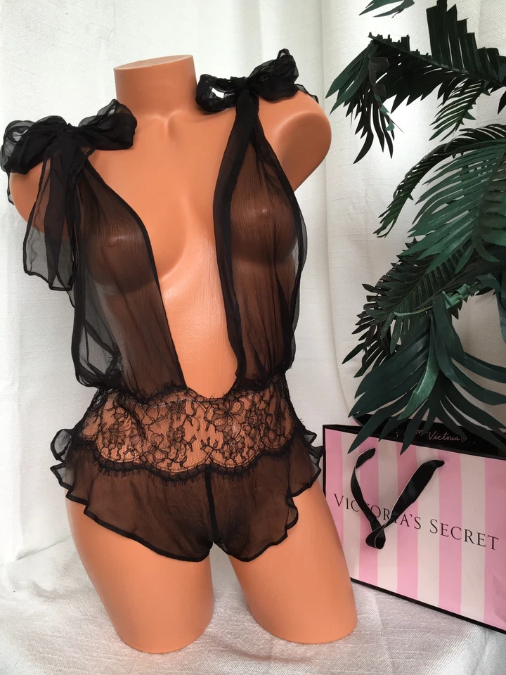 Lazo de peluche negro liso raro de seda grande colección diseñador Victoria's Secret Foto 2 de 4
