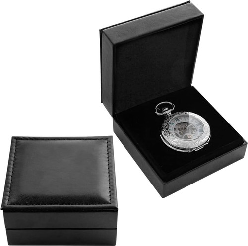 PU Leather Pocket Watch Box Display Storage Gift Case