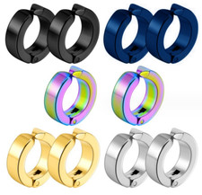 Non-Piercing Clip On Fake Men Women Ear Stud Cuff Hoop Earrings Stainless Steel