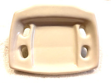 White Ceramic Toothbrush/Glass Holder Wall Mount 4 3/8" W x 3 1/2" Deep Slide On