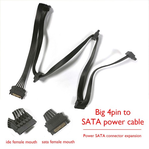 Molex 4 Pin 1 to 5 SATA 15 Pin Hard Drive Power Supply Splitter Cables 78cm - Afbeelding 7 van 12