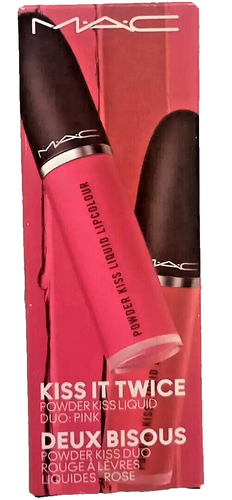 MAC Kiss It Twice Powder Kiss Lipstick Duo in Pink full Size Billion $ Smile