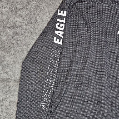 American Eagle Hoodie Men S Gray Active Flex Hooded Outdoor Spell Out Pockets - Picture 4 of 8