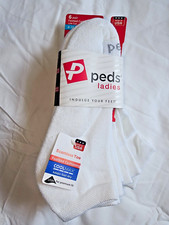 Peds Women's Low Cut Socks White 6 Pair Shoe Size 8-12 Cool Max Seamless Toe USA