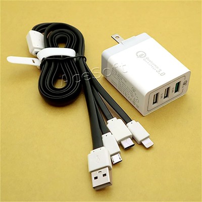 Multi Function Premium QC 3.0 Charger 3in1 Cable for Samsung Galaxy S8+ SM-G955U