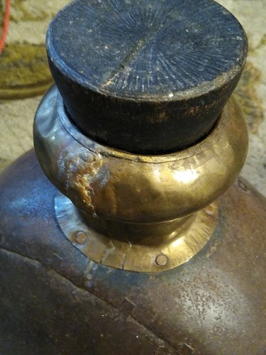 Nepal Water Bottle Vase Pot Jug Indian Cork Antique Iron Metal - Picture 6 of 10