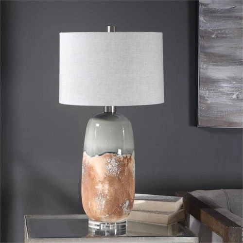 Uttermost Maggie Ceramic Iron and Fabric Table Lamp in Terracotta Rust Brown - Picture 2 of 10
