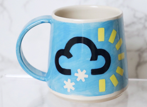 Emma Paddock Pottery Handmade MUG - SNOW WEATHER SYMBOL - Tea / Coffee Cup - NEW - Picture 1 of 7