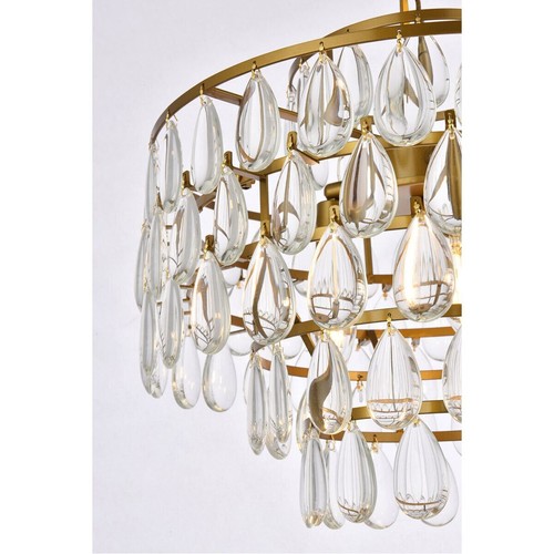 Brass Color Tear Drop Crystal Chandelier Dining Room Ceiling Light Fixture 20 in - Picture 6 of 12