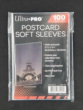 100 Ultra Pro Postcard Soft Sleeves Postcard size - FREE SHIP