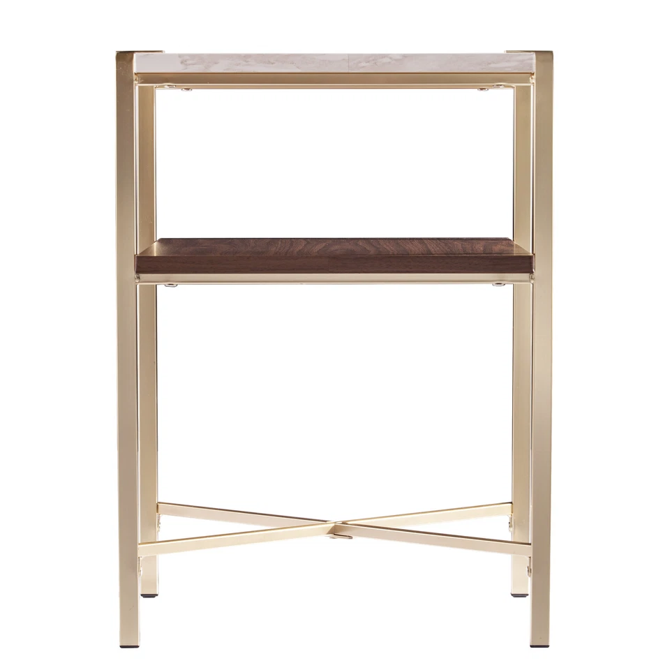 Mesa auxiliar cuadrada de mármol sintético SEI Ardmillan con almacenamiento Foto 4 de 4