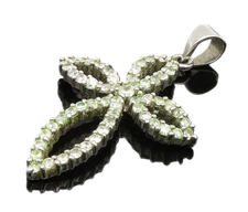 925 Sterling Silver  Vintage Topaz Open Religious Cross Pendant  PT20318