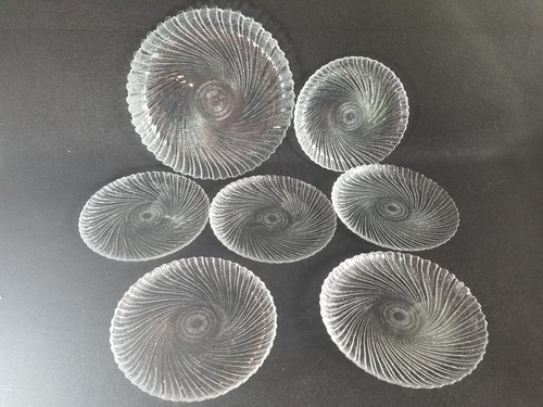 6 placas Arcoroc EE. UU. Seabreeze 7 1/2" remolinadas festoneadas vidrio transparente placa de 1 10" - Imagen 1 de 3