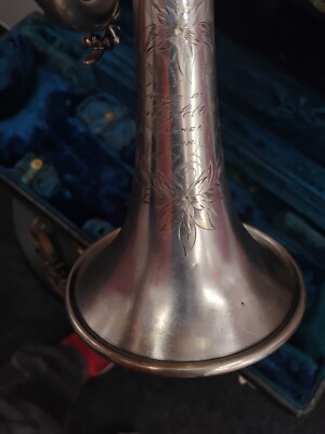SALE Vintage Frank Holton Elkhorn Wis Silver Pro Trumpet With Case