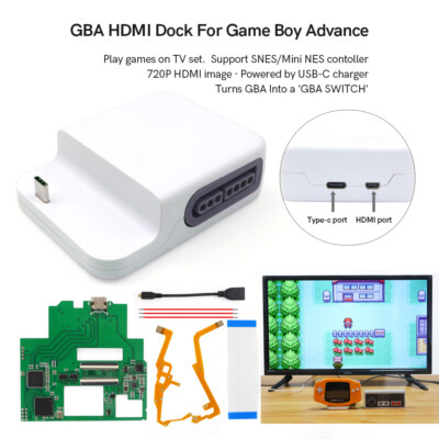 GBA HDMI Switch Dock Station Support type C charging For GameBoy Advance Console