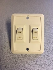 RV 12 VOLT TAN DOUBLE WALL LIGHT SWITCH TRAILER CAMPER VAN