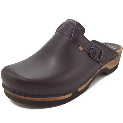 Waltl Adam Glattleder Herren Holzclogs dunkelbraun