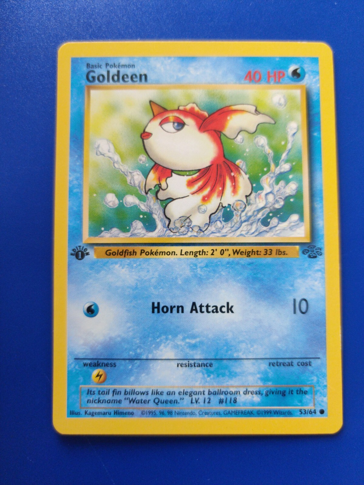 Goldeen C 53 Lightly Played LP Jungle Single Pokemon 1st Edition Vintage Card