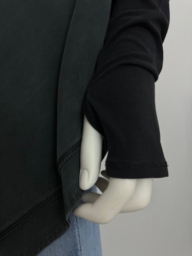 Lululemon Open Front Cardigan Womens 6 Cotton Blend Black Gray Thumb Holes Logo - Picture 8 of 9