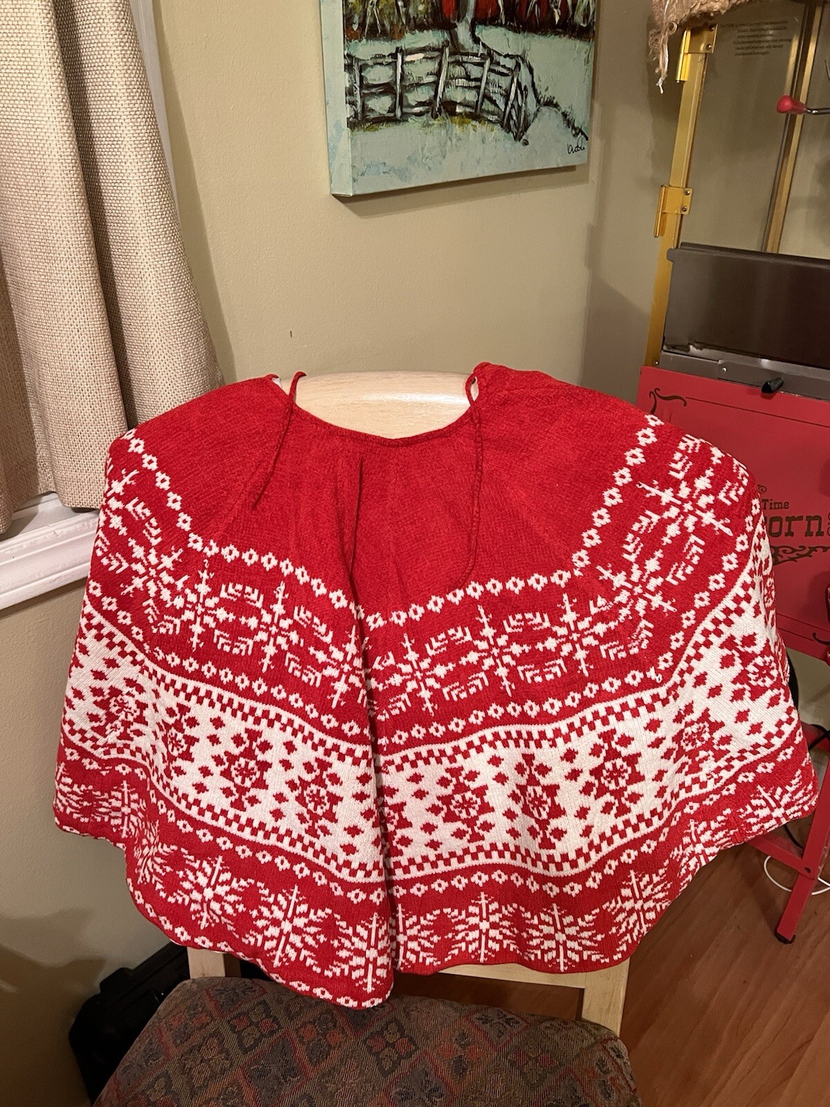 Sweater Fair isle Knot Christmas Tree Skirt Lined Large Perfect Used Condition-image