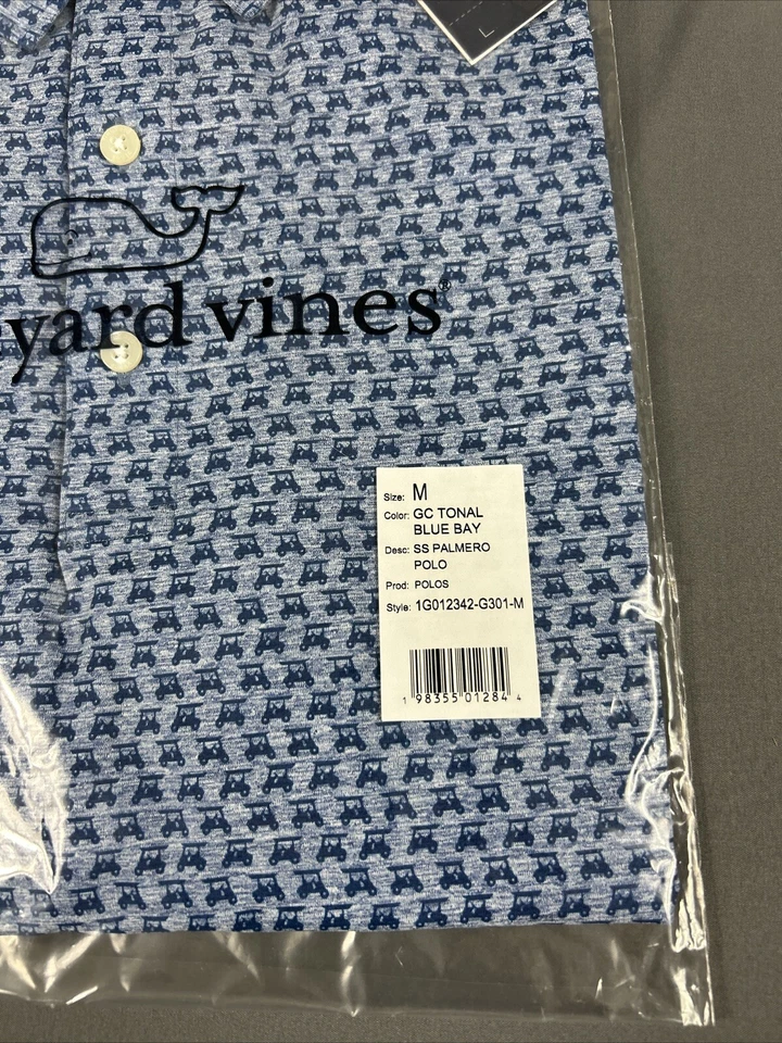 Camisa de golf Vineyard Vines estampado de carros polo Palmero azul medio nueva con etiquetas precio de venta sugerido por el fabricante 110 USD Foto 2 de 4