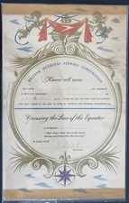 British Overseas Airways Corporation Crossing The Line Of The Equator BOAC Speed