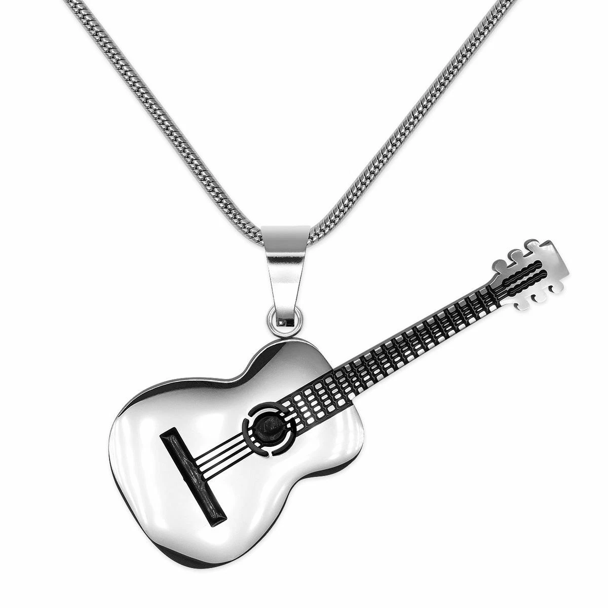 Pendentif Guitare En Larimar Et Argent Plaqué - Fait Main, Pierre Bleu Ciel - Neuf Sans Emballage