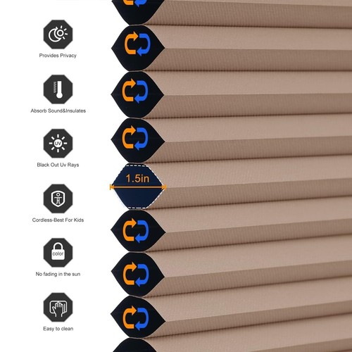 Top Down Bottom Up Cellular Shades, Cordless Honeycomb Pleated Window Blinds ... - Picture 3 of 7