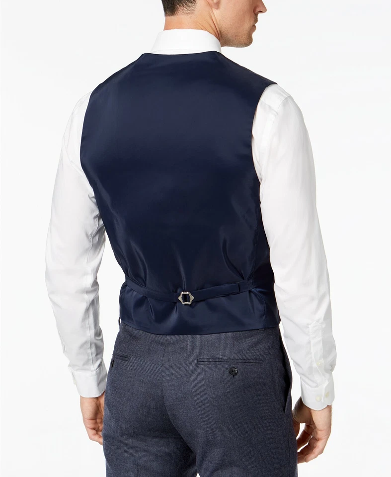 Tommy Hilfiger Men's Modern-Fit TH Flex Stretch Light Blue Plaid Suit Vest, XL - Image 2 of 2