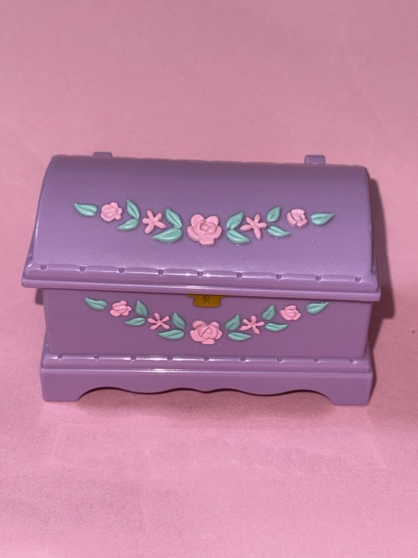 Fisher Price Loving Family Dollhouse Purple Chest Pink Flowers Trunk Bedroom