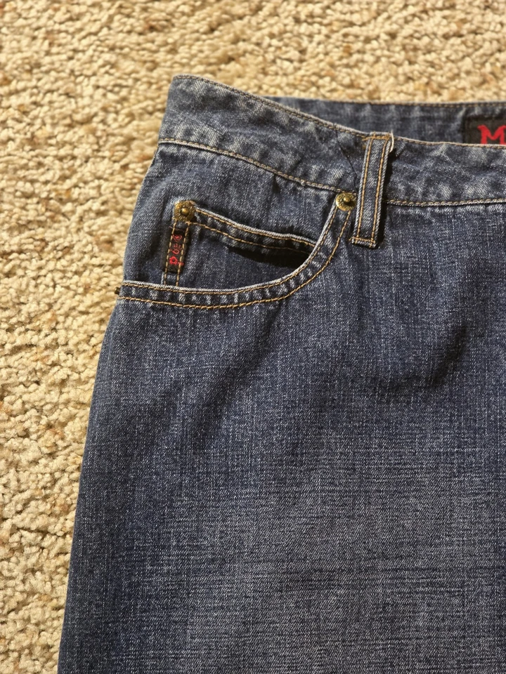 Falda vaquera Mudd para mujer 5 botones azules frontal midi 100 % algodón informal años 2000 Y2K Foto 3 de 4