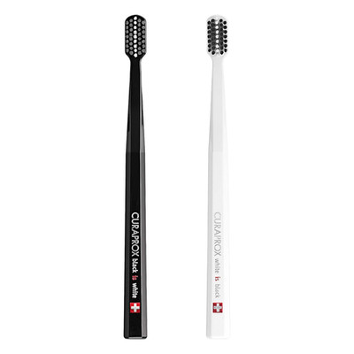 Curaprox Toothbrush Duo   for Adults | Stylish Black & White Ultra-Soft