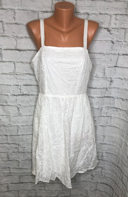 Calypso St Barth White Eyelet Adjustable Strap Sun Dress Knee Womens 6 NWOT
