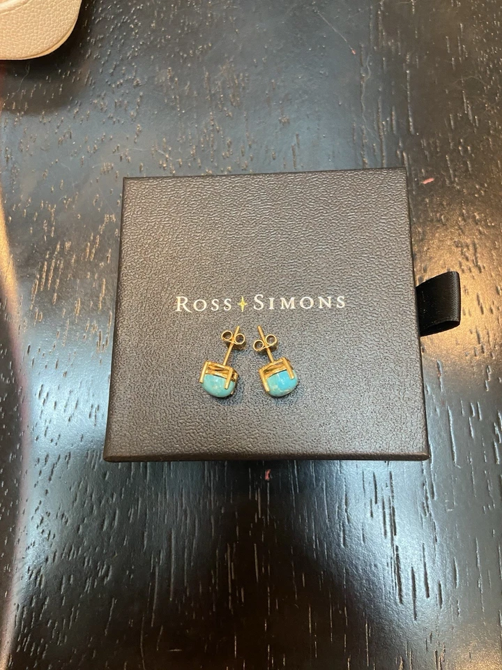 Ross-Simons 10-10.5 毫米绿松石珠耳钉 14kt 黄金 — 第 2/4 张图片