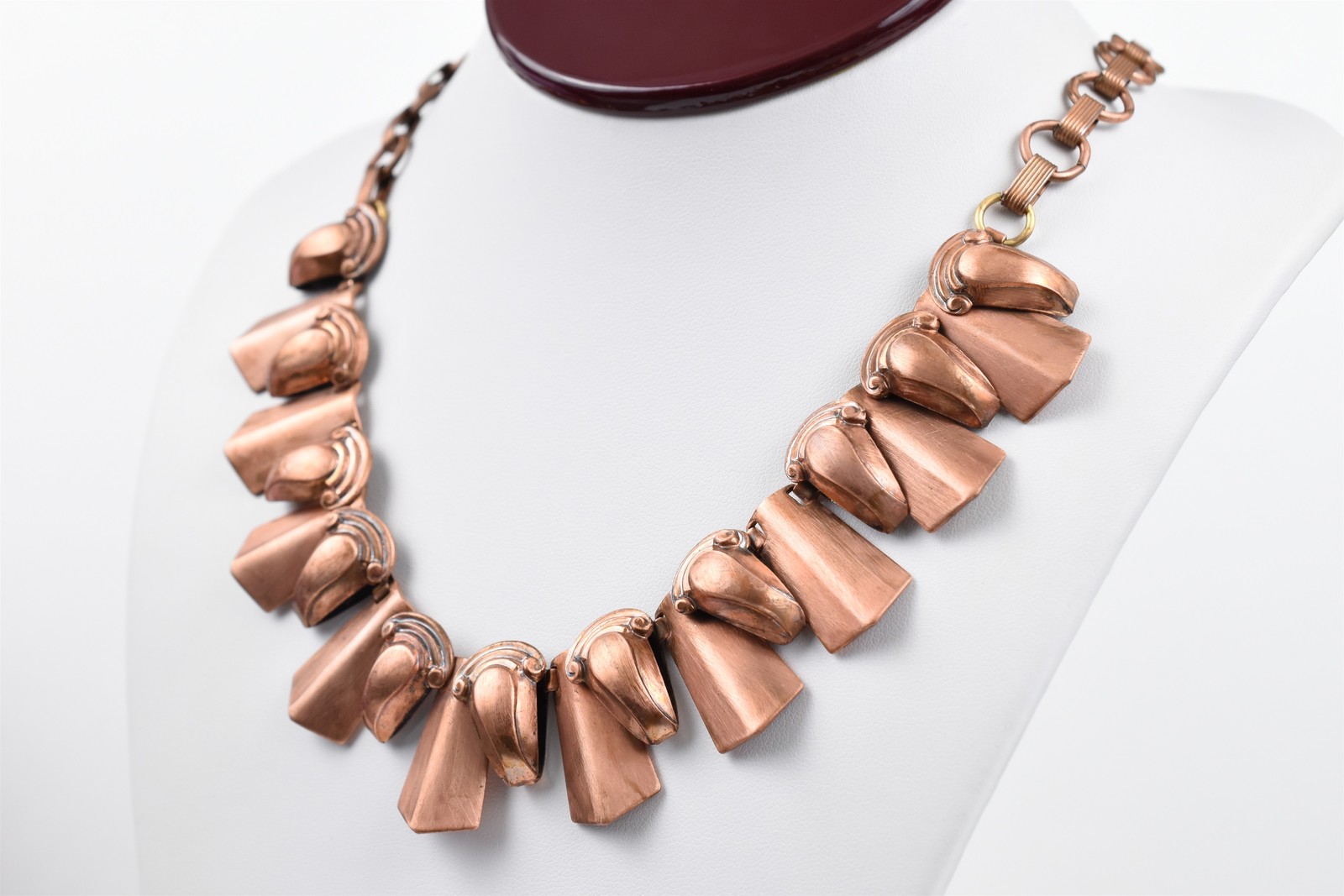 Solid Copper Art Deco Geometric Statement Necklac… - image 3