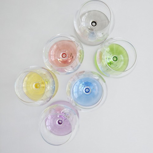 Crystalex Boemia Set 6 Bicchieri Cristallo Vino Steli Colorati Arcobaleno 12oz - Foto 2 di 6