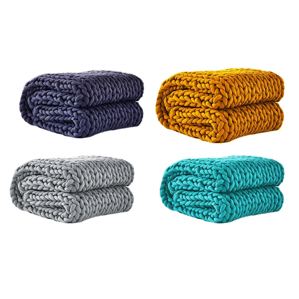 Dreamz Weighted Blanket 3kg 6.5kg 9kg Chunky Bulky Knit Throw Blanket Kids Adult